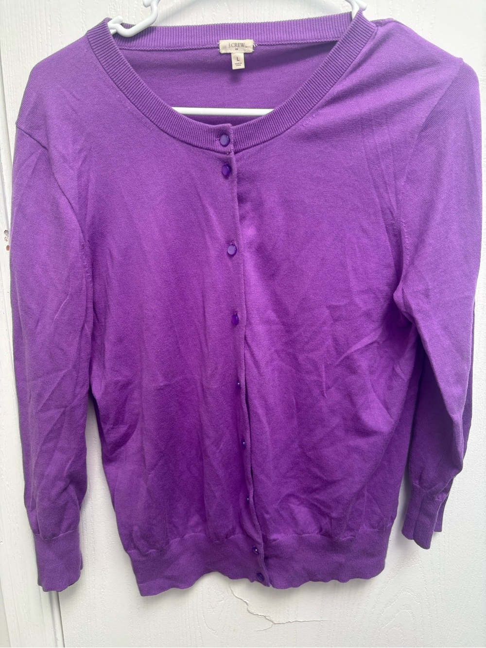 J. Crew Women's Vibrant Purple Button-Up Cardigan